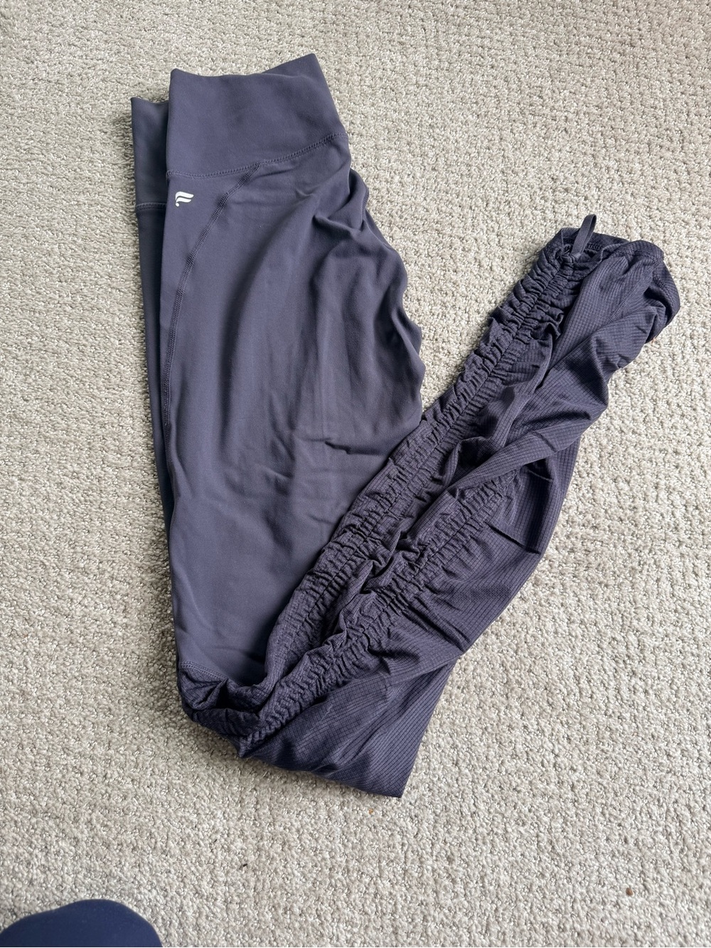 Fabletics Navy High-Waist Leggings with Side Ruching